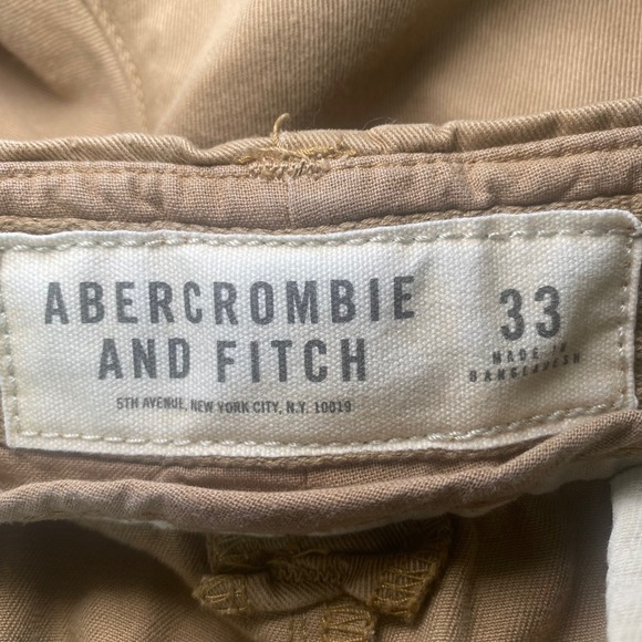 Abercrombie & Fitch Mens Cargo Shorts Y2K Size 33 Beige Drawstring Casual - Picture 5 of 10